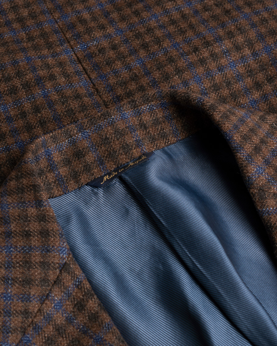 Herr | Gabo Naopli Checked Wool Blazer Brown/Blue 52 | Pre-owned | Gabo Naopli Checked Wool Blazer Brown/Blue 52