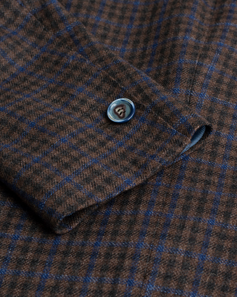 Herr | Gabo Naopli Checked Wool Blazer Brown/Blue 52 | Pre-owned | Gabo Naopli Checked Wool Blazer Brown/Blue 52
