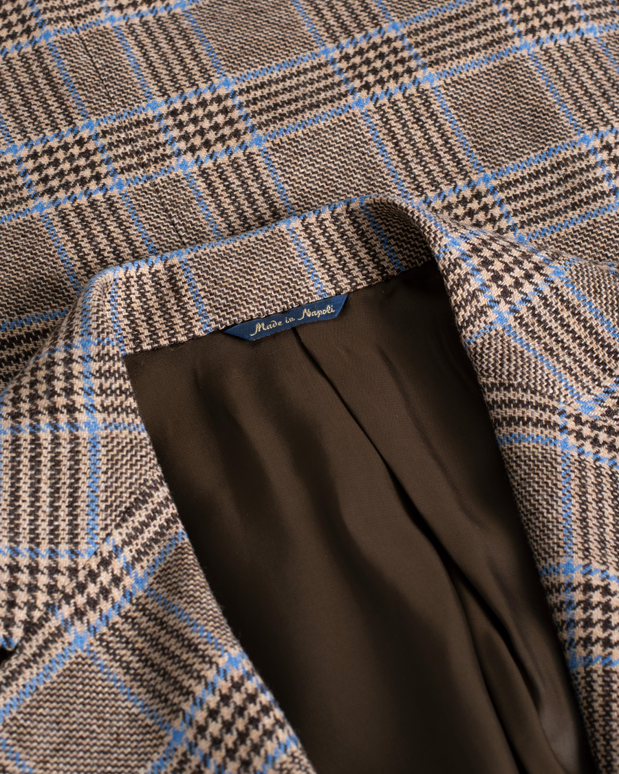 Herr | Gabo Naopli Checked Wool Blazer Beige/Blue 50 | Pre-owned | Gabo Naopli Checked Wool Blazer Beige/Blue 50