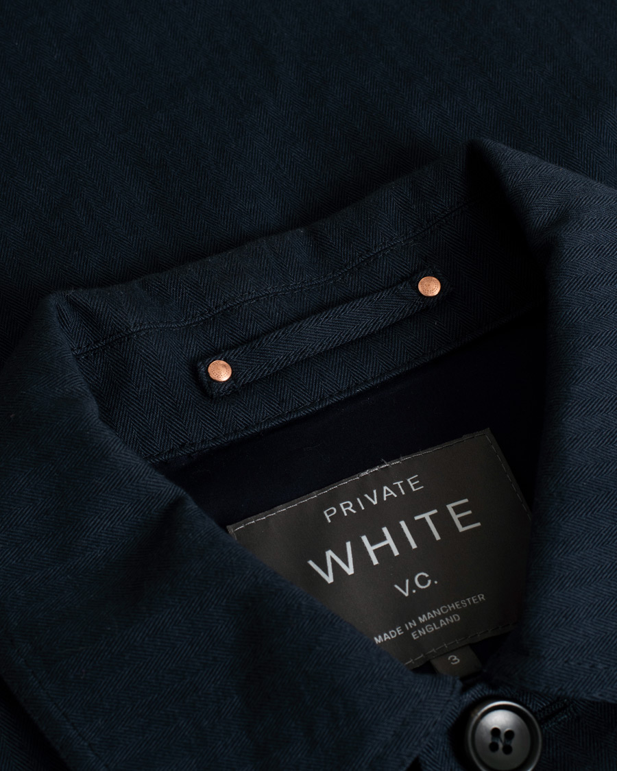 Herr | Private White V.C. Herringbone Overshirt Navy 3 - S | Pre-owned | Private White V.C. Herringbone Overshirt Navy 3 - S