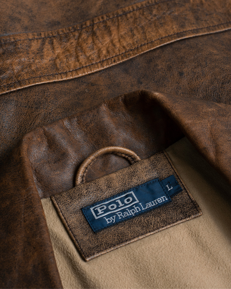Herr | Polo Ralph Lauren Vintage Leather Jacket Brown L | Pre-owned | Polo Ralph Lauren Vintage Leather Jacket Brown L