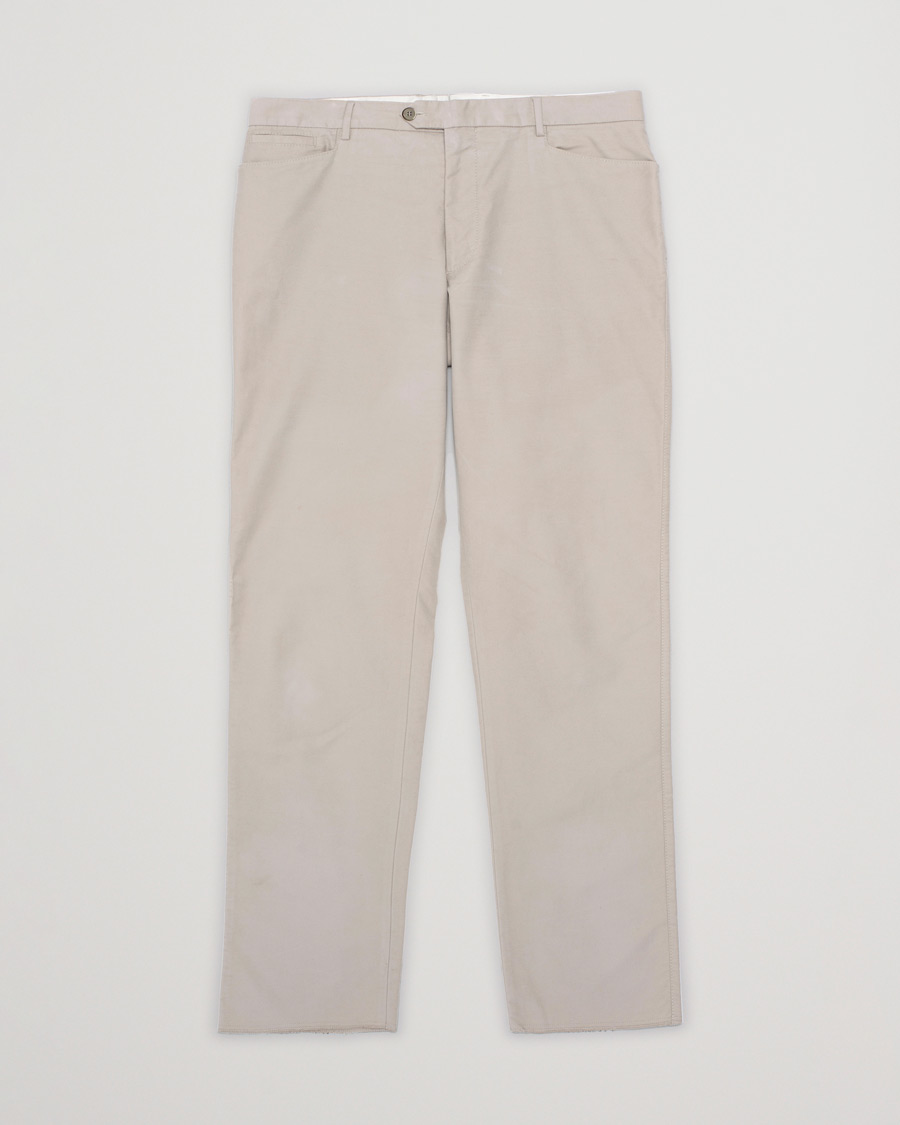 Herr | Corneliani Worsted Cotton Chinos Beige 56 | Pre-owned | Corneliani Worsted Cotton Chinos Beige 56